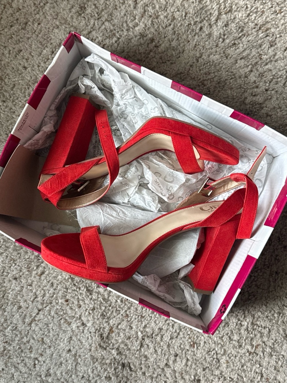 Circus by Sam Edelman “Annette” Red Suede Block Heel Sandals